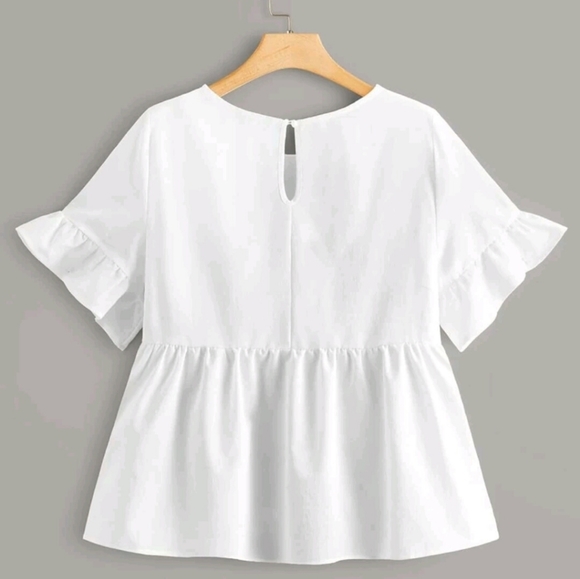 Shein Keyhole Back Embroidery Front Smock Top - Picture 2 of 5